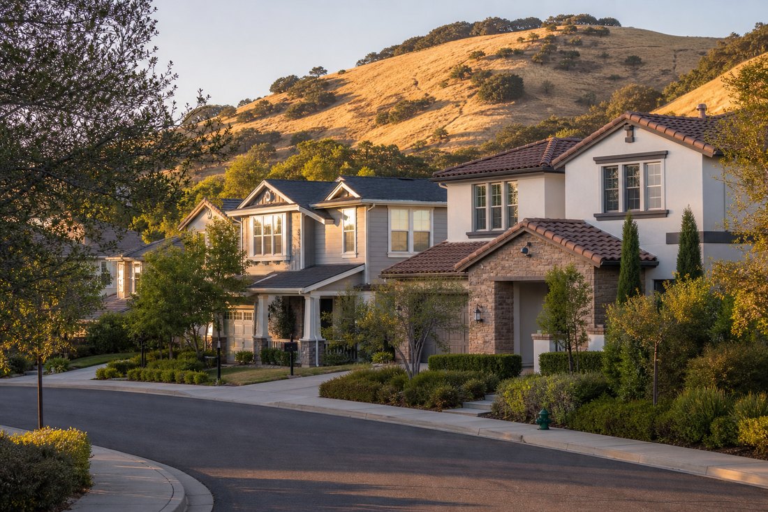 Ranch homes on a quiet residential street in Castro Valley, California